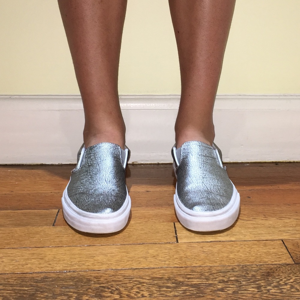 Silver Slip on Vans